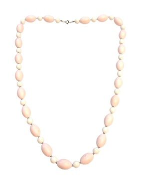 Vintage Pink and White Beaded Necklace